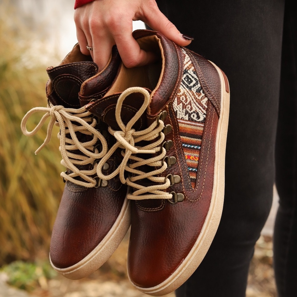Inkkas Brown Leather Southwestern Camping Boot US Womens 8/Mens 6